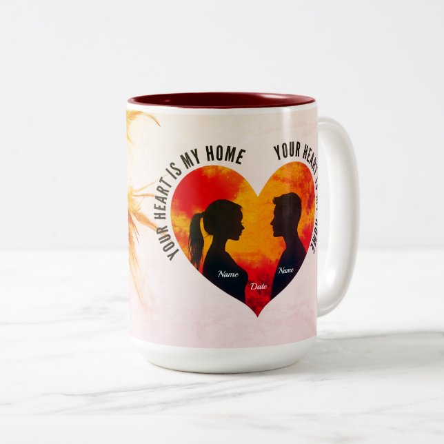 Romantic Sunset Couple Your Heart My Home Mug Zweifarbige Tasse (VorderseiteRechts)