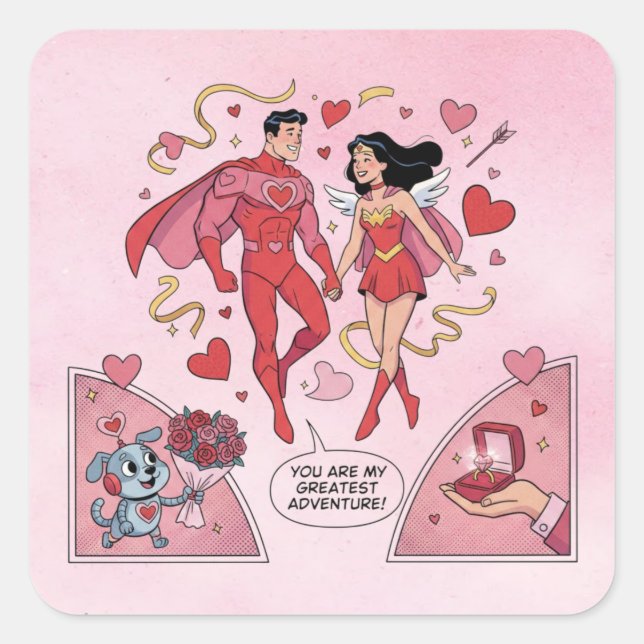 Romantic Superhero Couple Sticker (Vorderseite)