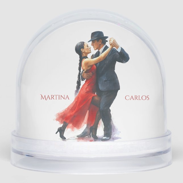 Romantic Tango Dance Couple Personalized Gift Schneekugeln (Vorderseite)