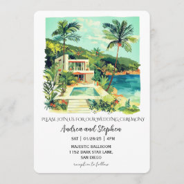 Romantic Tropical Island Wedding Einladung