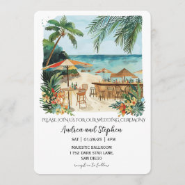 Romantic Tropical Island Wedding Einladung