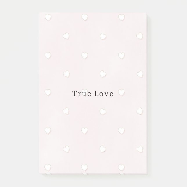Romantic True Love White Hearts Pink Valentine Post-it Klebezettel (Vorderseite)