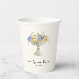 Romantic Tuscan Garden Urn with Flowers Wedding Pappbecher