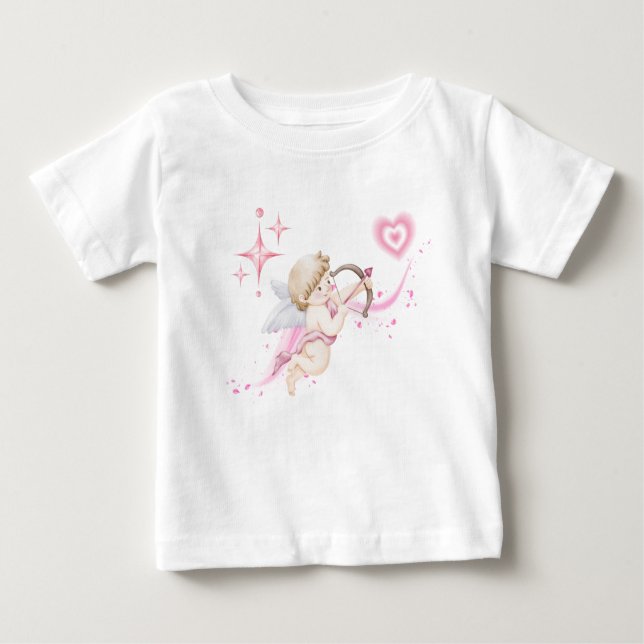 Romantic Valentine Art with Pink Heart Glow Baby T-shirt (Vorderseite)