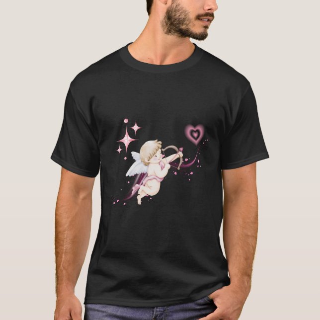 Romantic Valentine Art with Pink Heart Glow T-Shirt (Vorderseite)