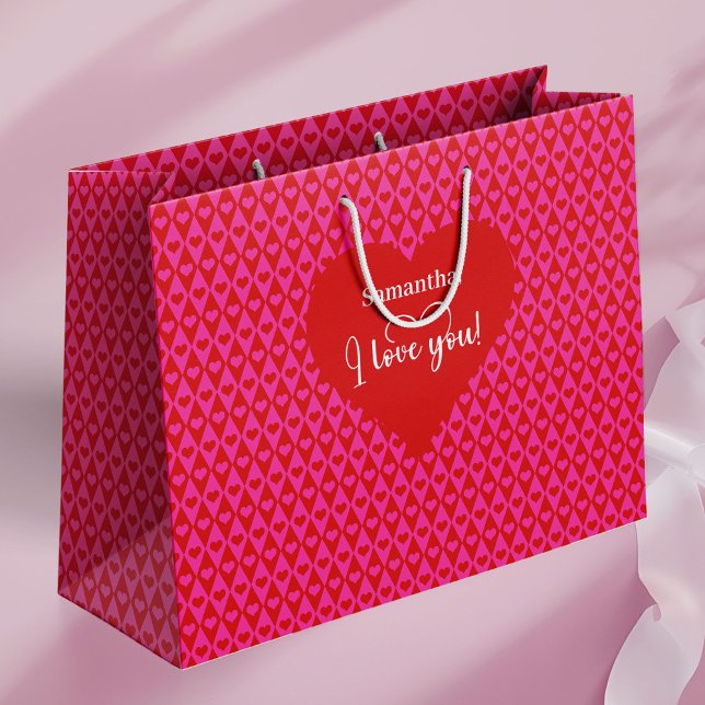 Romantic Valentine Gift Bag I Love You Heart Desig Große Geschenktüte (Romantic Valentine Gift Bag I Love You Heart Design)