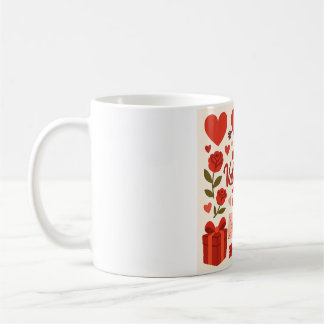 Romantic Valentine's Day Mug – Hearts, Roses & Gif Kaffeetasse