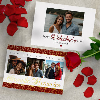 Romantic Valentine's Day Photo Collage Folien Feiertagskarte