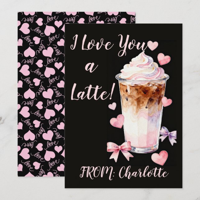 Romantic Valentines Day Whipped cream iced coffee Karte (Vorne/Hinten)