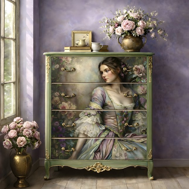 Romantic Victorian Woman Floral Portrait Decoupage Seidenpapier (Romantic Victorian Woman Floral Portrait Decoupage Tissue Paper)