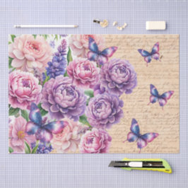 Romantic Vintage Floral Love Letter Decoupage Seidenpapier