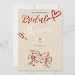 Romantic Vintage Red hearts Bridal Shower Invitati Karte