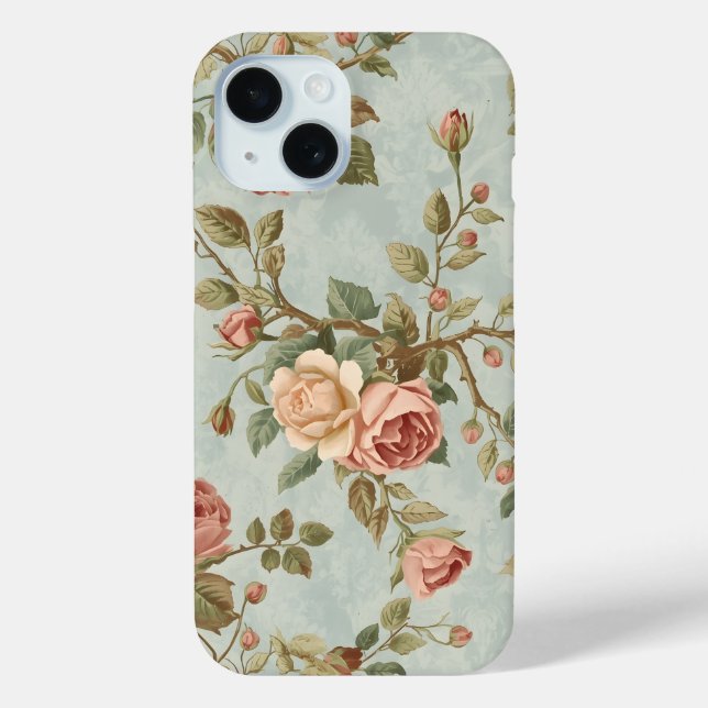 Romantic Vintage Rose Garden Case-Mate iPhone Hülle (Rückseite)