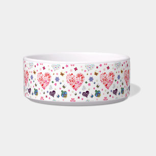 Romantic Vintage Spring Blush Pink Heart Flowers Napf