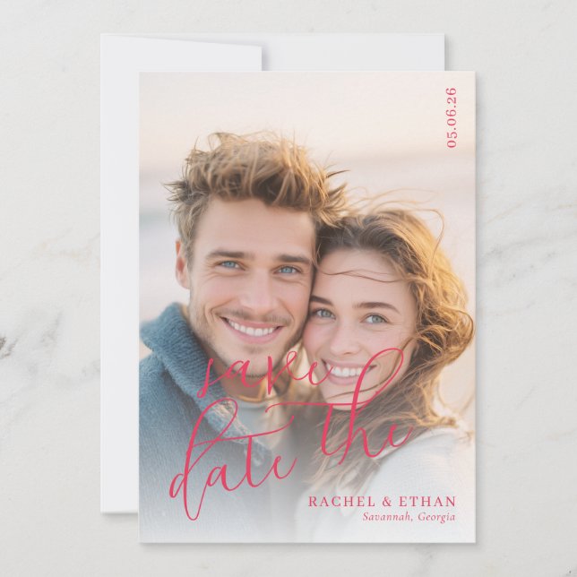 Romantic Warm Beach Photo Save The Date (Vorderseite)