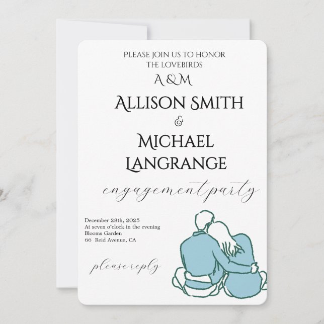 Romantic Watercolor Blush Engagement Party Einladung (Vorderseite)