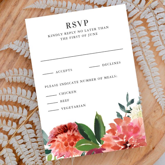 Romantic Watercolor Bouquet Wedding Reply RSVP Karte (Von Creator hochgeladen)