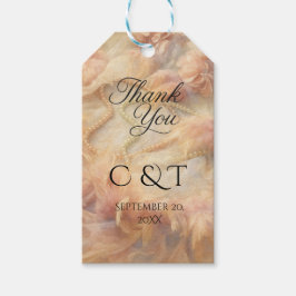 Romantic Watercolor Floral Pearls Feathers Wedding Geschenkanhänger