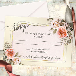 Romantic Watercolor Floral Wedding RSVP Card Einladung