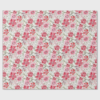Romantic Watercolor Florals Red and Pink Florals Geschenkpapier