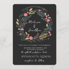 Romantic Watercolor Flower Wreath Wedding Einladung