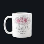 Romantic Watercolor Pink Florals Mr & Mrs Wedding Kaffeetasse<br><div class="desc">Zum Hochzeitsfeiern</div>