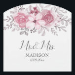 Romantic Watercolor Pink Florals Mr & Mrs Wedding Türschild<br><div class="desc">Zum Hochzeitsfeiern</div>