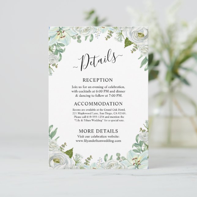 Romantic Watercolor Wedding Begleitkarte (Stehend Vorderseite)