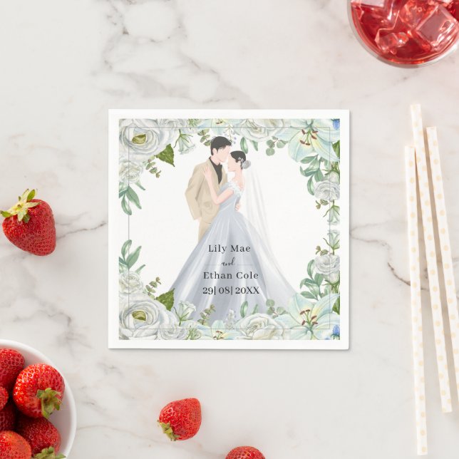 Romantic Watercolor Wedding Serviette (Beispiel)