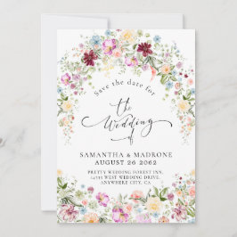 Romantic Watercolor Wildflower Wedding Save The Date