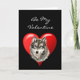 Romantic Watercolor Wolf Valentine Feiertagskarte