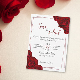 Romantic Wedding Einladungen with Red Roses