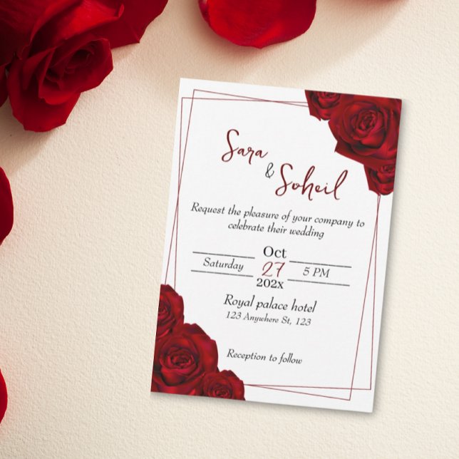 Romantic Wedding Einladungen with Red Roses (Von Creator hochgeladen)