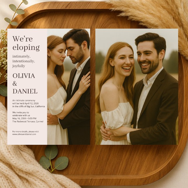 Romantic Wedding Elopement Blush Pink Photo  Einladung (Von Creator hochgeladen)