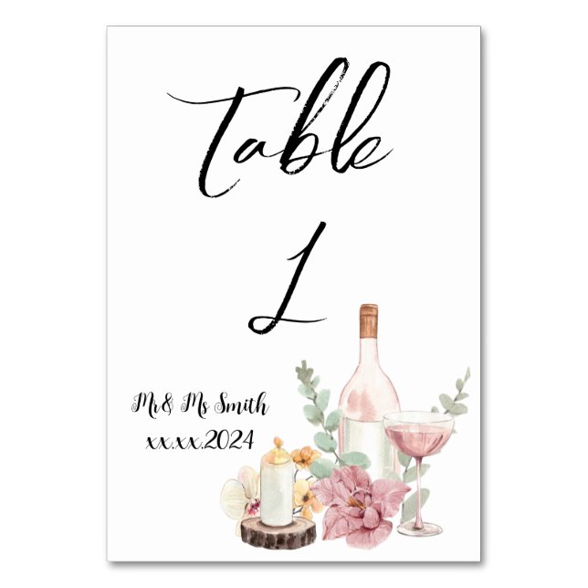 Romantic wedding flowers blooming garden tischnummer (Vorderseite)