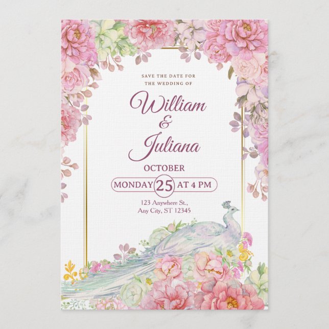 Romantic Wedding Invitation | Elegant Modern Einladung (Vorderseite)
