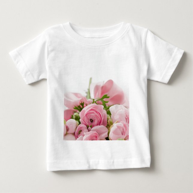 Romantic Wedding Love Soft Pink Flower Bouquet Baby T-shirt (Vorderseite)