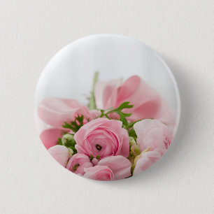 Romantic Wedding Love Soft Pink Flower Bouquet Button