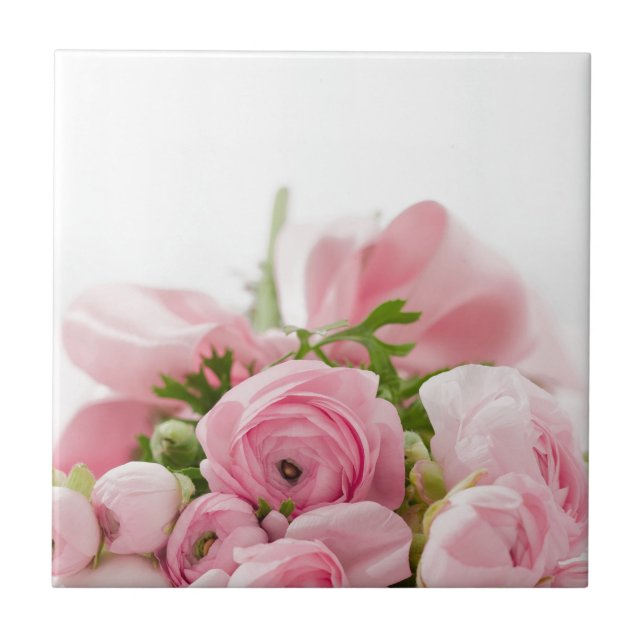 Romantic Wedding Love Soft Pink Flower Bouquet Fliese (Vorderseite)