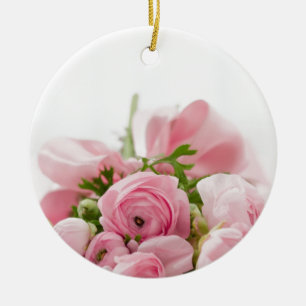 Romantic Wedding Love Soft Pink Flower Bouquet Keramikornament