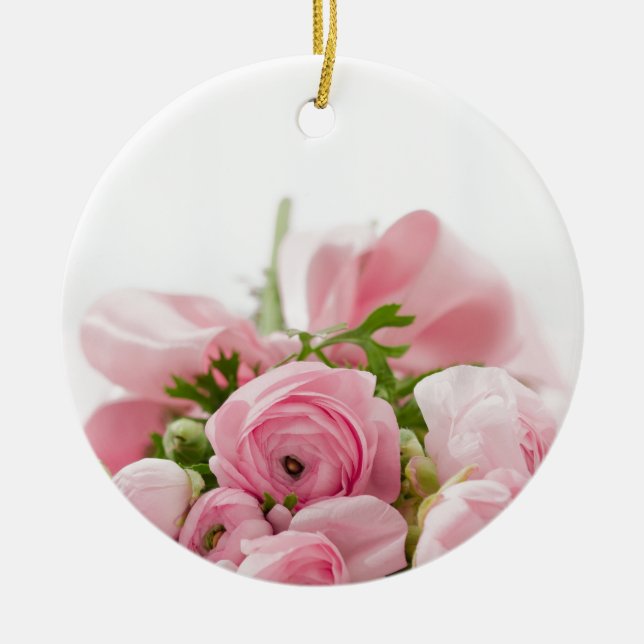 Romantic Wedding Love Soft Pink Flower Bouquet Keramikornament (Vorne)