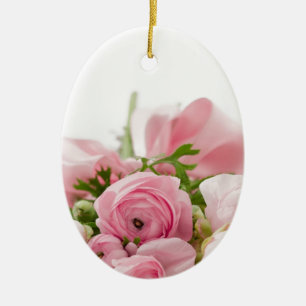 Romantic Wedding Love Soft Pink Flower Bouquet Keramikornament