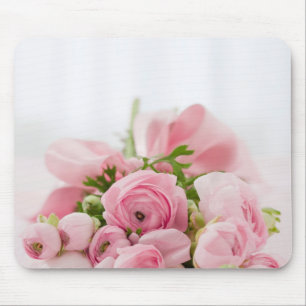 Romantic Wedding Love Soft Pink Flower Bouquet Mousepad