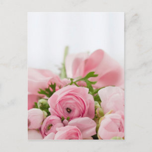 Romantic Wedding Love Soft Pink Flower Bouquet Postkarte