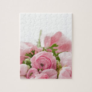 Romantic Wedding Love Soft Pink Flower Bouquet Puzzle