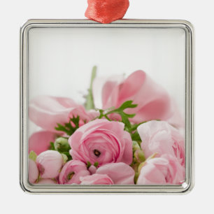 Romantic Wedding Love Soft Pink Flower Bouquet Silbernes Ornament