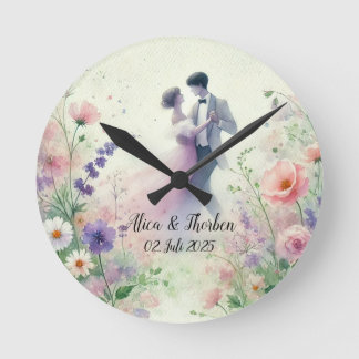 Romantic Wedding pastell Nr.1 Runde Wanduhr