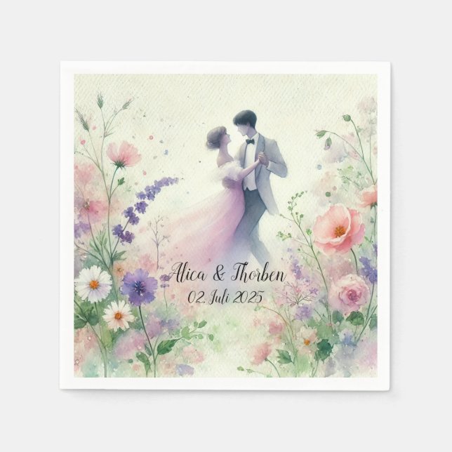 Romantic Wedding pastell Nr.1 Serviette (Vorderseite)