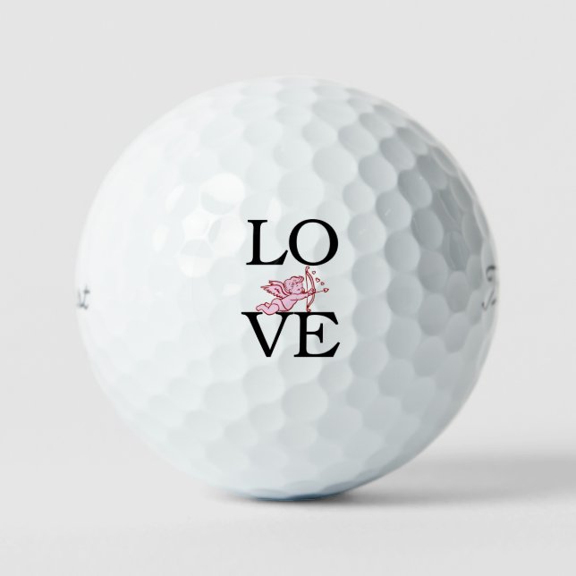 Romantic Whimsical 'LOVE' Pink Cupid Bow & Arrow  Golfball (Vorderseite)
