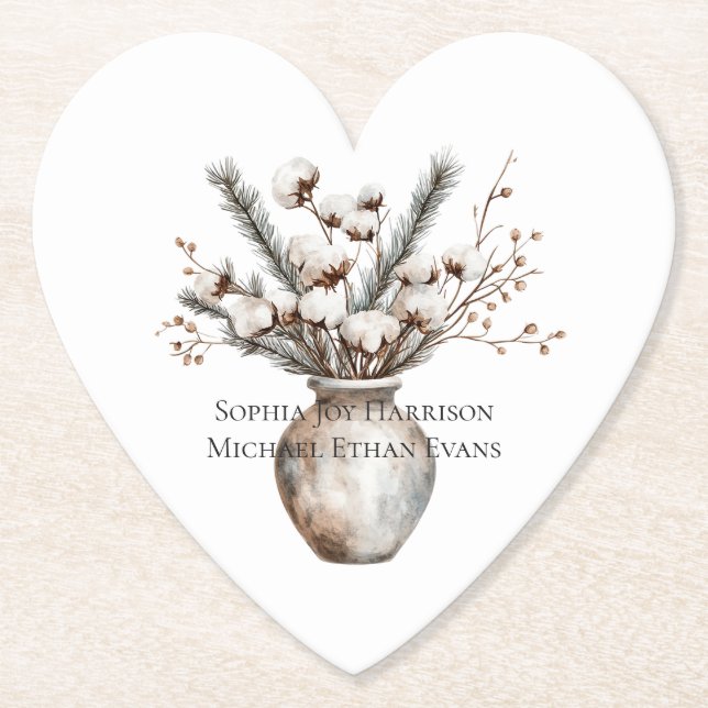 Romantic White Flowering Tree in Vase Wedding Untersetzer (Vorderseite)